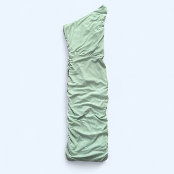 Dresses & Skirts - Vintage Mint Green One Shoulder Ruched Bodycon Midi-Dress Size S